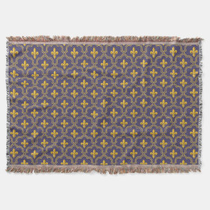 Königliche Fleur-de-Lis Lila und Gold Muster Decke