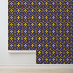 Königliche Fleur-de-Lis Lila und Gold Muster Tapete