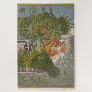 Königliche Frauen füttern Fische Vintage Indische Puzzle