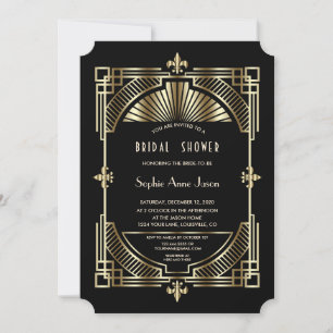 Königliche Gold-Fleur-de-lis Great Gatsby Brautpar Einladung