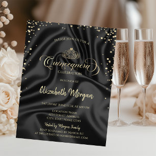 Königliche Gold-Tiara, Diamanten Black Satin Quinc Einladung