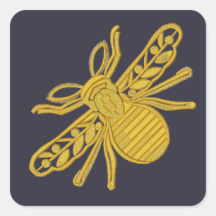 Königliche Goldene Biene Imitation von Stickerei Quadratischer Aufkleber