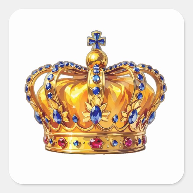 Königliche goldene Krone Quadratischer Aufkleber (Vorderseite)