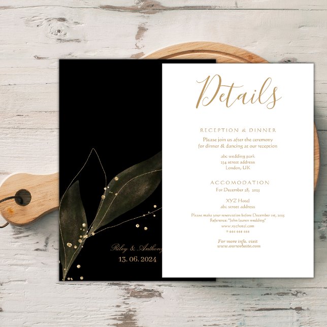 Königliche Hochzeit schwarz und goldgelb minimalis Begleitkarte (Von Creator hochgeladen)