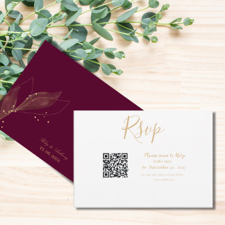 Königliche Hochzeitsburgund qr-Minimalisten RSVP Karte