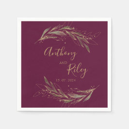 Königliche Hochzeitsburgunde und goldene Papierser Serviette