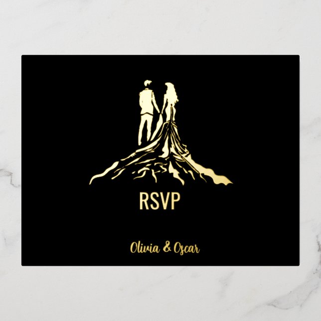 Königliche Hochzeitskarte Foil Rsvp Folie Einladungspostkarte (Vorderseite)