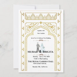 Königliche indische Hochzeitseinladung – Gold Desi Einladung