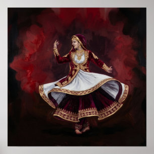 Königliche Kathak-Tänzerin Zeitgenössische Kunst K Poster