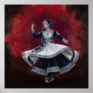 Königliche Kathak-Tänzerin Zeitgenössische Kunst K Poster