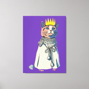 Königliche Katze in Krone und Robe Vintage Pop Art Leinwanddruck