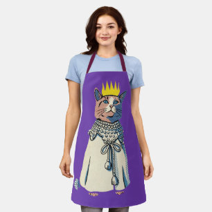 Königliche Katze in Krone und Robe Vintage Pop Art Schürze