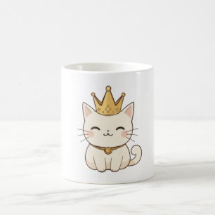 Königliche Katze mit goldener Krone Kawaii-Design Kaffeetasse