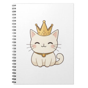 Königliche Katze mit goldener Krone Kawaii-Design Notizblock