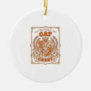 Königliche Katzenschopf-Katzenheraldik-Wappen Vint Keramik Ornament