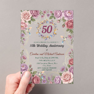 Königliche Kolibris zum 50. Hochzeitstag Acryleinladungen