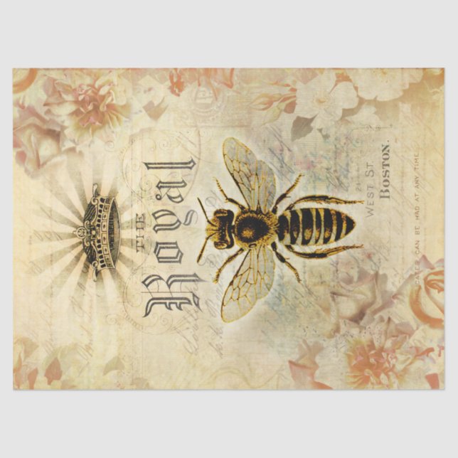 Königliche Königin Bee Ephemera Decoupage Seidenpapier (Vorderseite)
