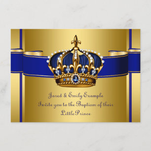 Königliche Krone Blau und Gold Prinz Taufe Einladung