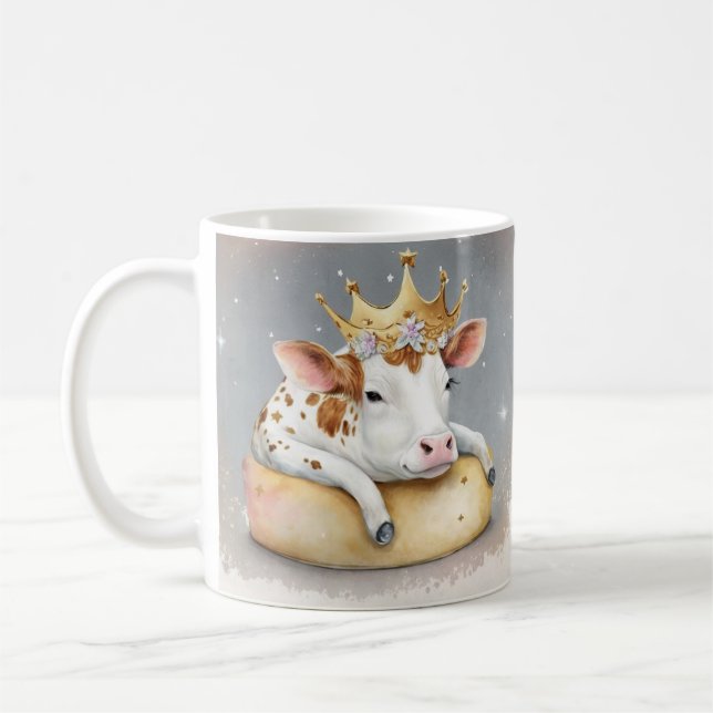 Königliche Kuh träumt auf dem Käsethrone           Kaffeetasse (Links)