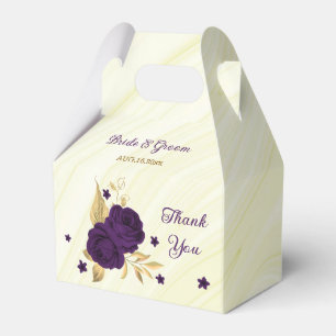 königliche lila Blumen goldene Blätter Marmor Geschenkschachtel