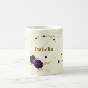 königliche lila Blumen goldene Blätter Marmor Kaffeetasse