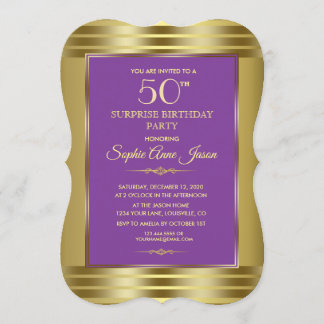 Königliche Lila und Goldene Geburtstagsparty Einla Einladung