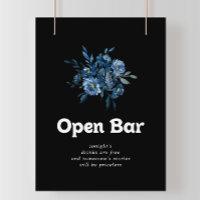 Königliche Marine Blau Florale Hochzeits-Open-Bar-