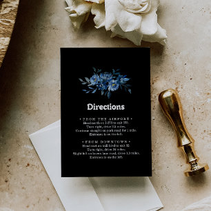 Königliche Marine Blau Florale Hochzeitsanweisunge Begleitkarte
