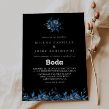 Königliche Marine Blau Florale Spanische Hochzeit