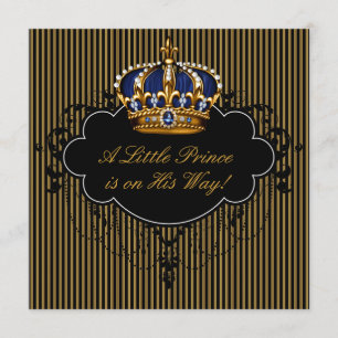 Königliche Marine Blau Schwarz Gold Prinz Baby Boy Einladung