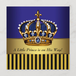 Königliche Marine Blau Schwarz Gold Prinz Baby Boy Einladung
