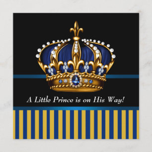 Königliche Marine Blau Schwarz Gold Prinz Baby Boy Einladung