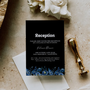 Königliche Marine Blaue Blumenhochzeitsempfang Begleitkarte