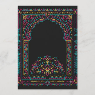 Königliche Mughal-Bogen-Hochzeitseinladung mit Zwi Programm