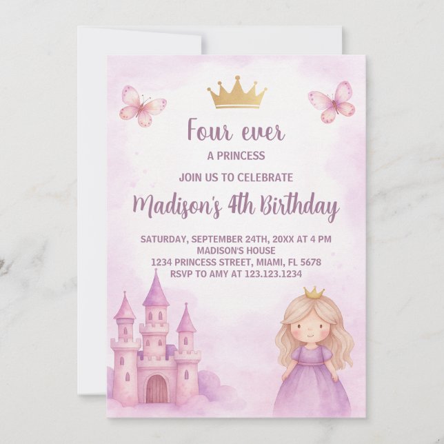 Königliche Prinzessin Birthday Einladung (Vorderseite)