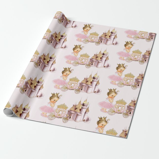 Königliche Prinzessin Burg Beförderung Pink Gold G Geschenkpapier (Ungerollt)