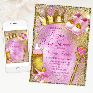 Königliche Prinzessin Rosa Gold Baby Shower Einladung