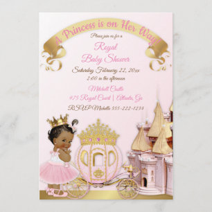 Königliche Prinzessinnen-Schloss-Kutsche Rosa Gold Einladung