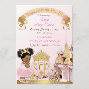 Königliche Prinzessinnen-Schloss-Kutsche Rosa Gold Einladung