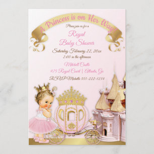 Königliche Prinzessinnen-Schloss-Kutsche Rosa Gold Einladung