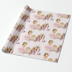 Königliche Prinzessinnen-Schloss-Kutsche Rosa Gold Geschenkpapier