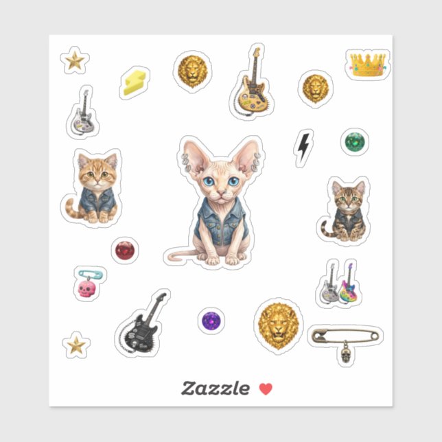 Königliche Punk-Katzen-Aufkleber Aufkleber (Blatt)