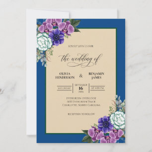 Königliche Purpur-Orchideen-Hochzeit Einladung