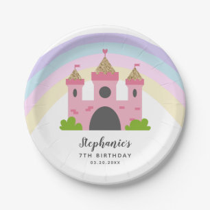 Königliche Rosa Burg Prinzessin Geburtstagspartei Pappteller