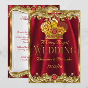 Königliche rote Edelsteine Hochzeit Goldkrone Einladung