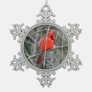 Königliche rote Kardinals-Weihnachtsverzierung Schneeflocken Zinn-Ornament