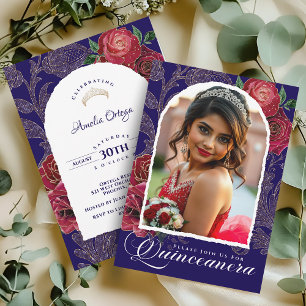 Königliche Rote Rose Quinceanera Einladung