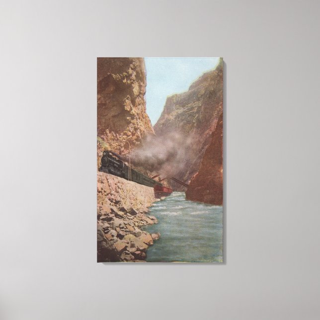 Königliche Schlucht, CO - Sicht auf den Zug am Flu Leinwanddruck (Vorderseite)