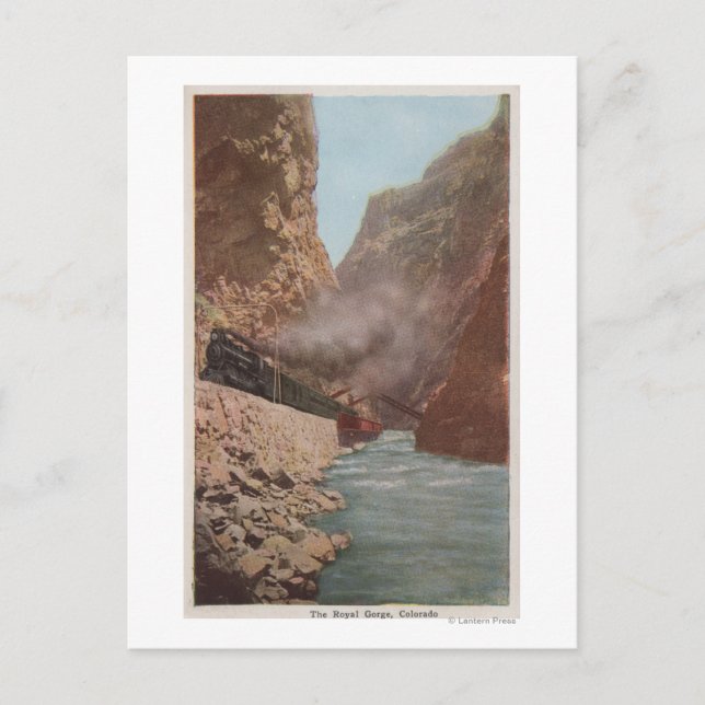 Königliche Schlucht, CO - Sicht auf den Zug am Flu Postkarte (Vorderseite)