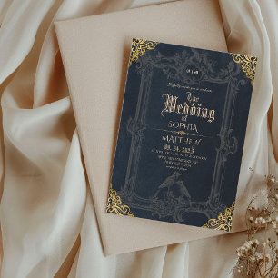 Königliche schwarze Gold-Fantasy mittelalterliche  Einladung